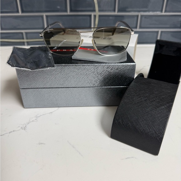 Prada Silver and Black Sunglasses - Picture 1 of 9
